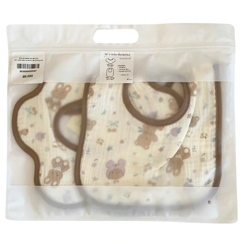 Set 2 yếm ăn cho bé muslin Bessla - Động vật 18