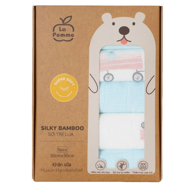 Set 5 khăn sữa La Pomme sợi tre xanh