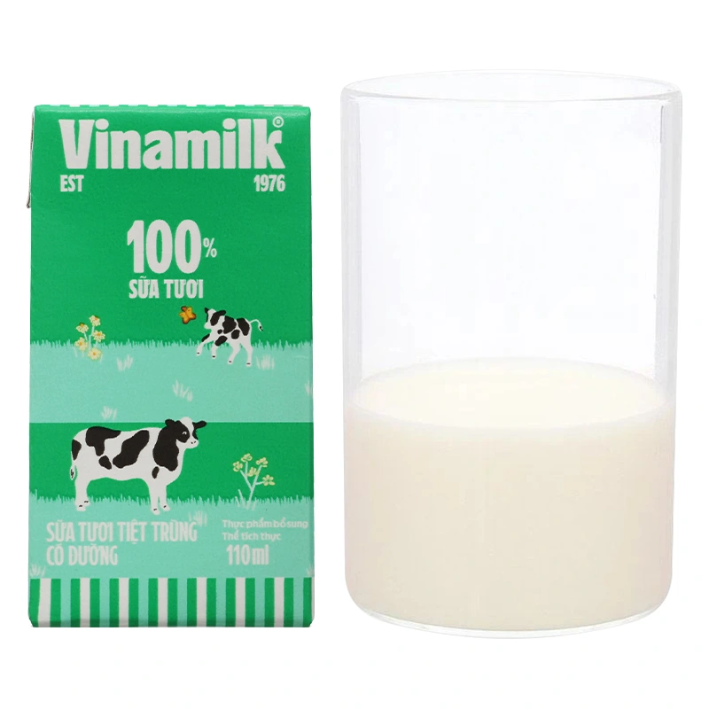 Thùng 48 hộp sữa tươi tiệt trùng Vinamilk có đường 110 ml (từ 1 tuổi) - Giao bao bì ngẫu nhiên 12