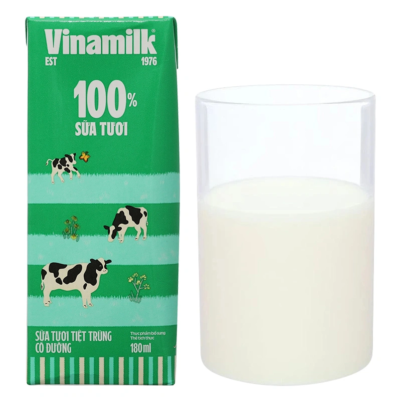 Thùng 48 hộp sữa tươi tiệt trùng Vinamilk có đường 180 ml (từ 1 tuổi) - Giao bao bì ngẫu nhiên 12