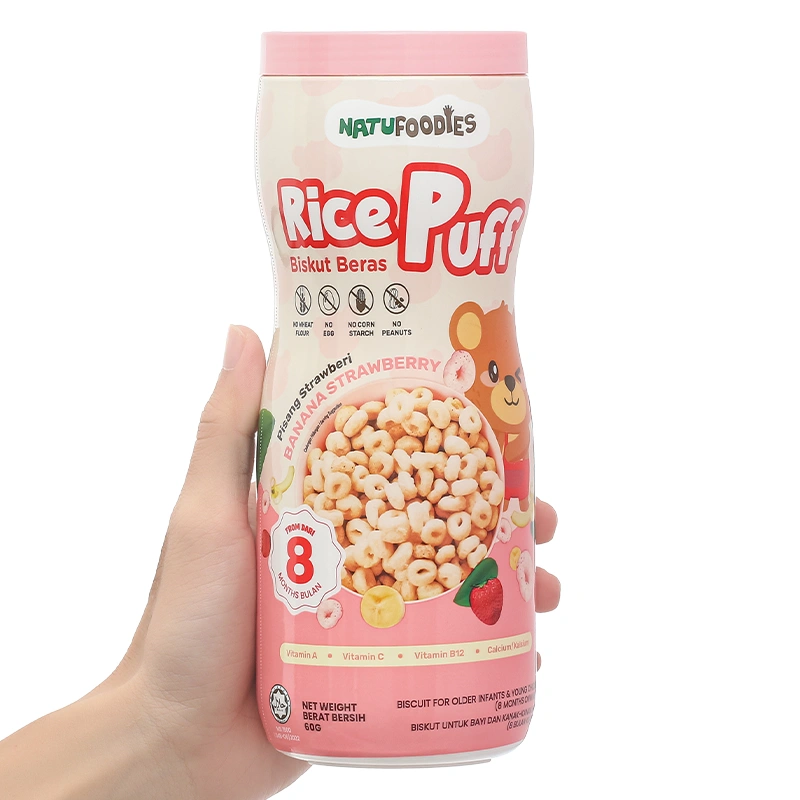 Bánh gạo ăn dặm NATUFOODIES PUFF vị dâu chuối gói 60g (từ 8 tháng) 5