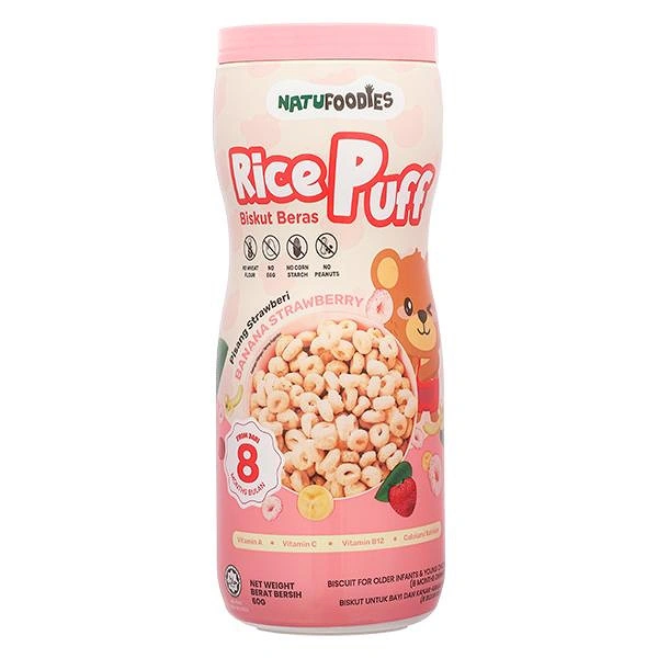 Bánh gạo ăn dặm NATUFOODIES PUFF vị dâu chuối