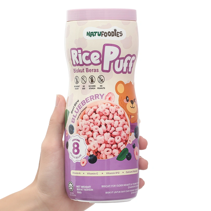 Bánh gạo ăn dặm NATUFOODIES PUFF vị dâu chuối gói 60g (từ 8 tháng) 12