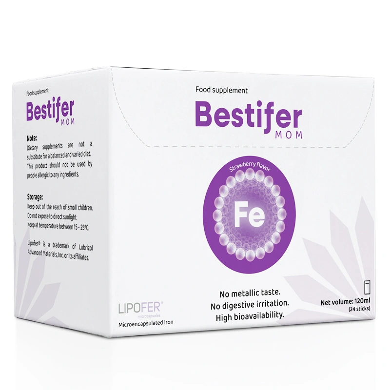 Thực phẩm bảo vệ sức khỏe Bestifer MOM bổ sung sắt, hỗ trợ tạo hồng cầu hương dâu, 24 gói dạng uống 2