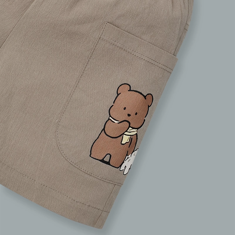 Bộ sát nách bé trai Pony Kids vạt cong in màu be rêu 12