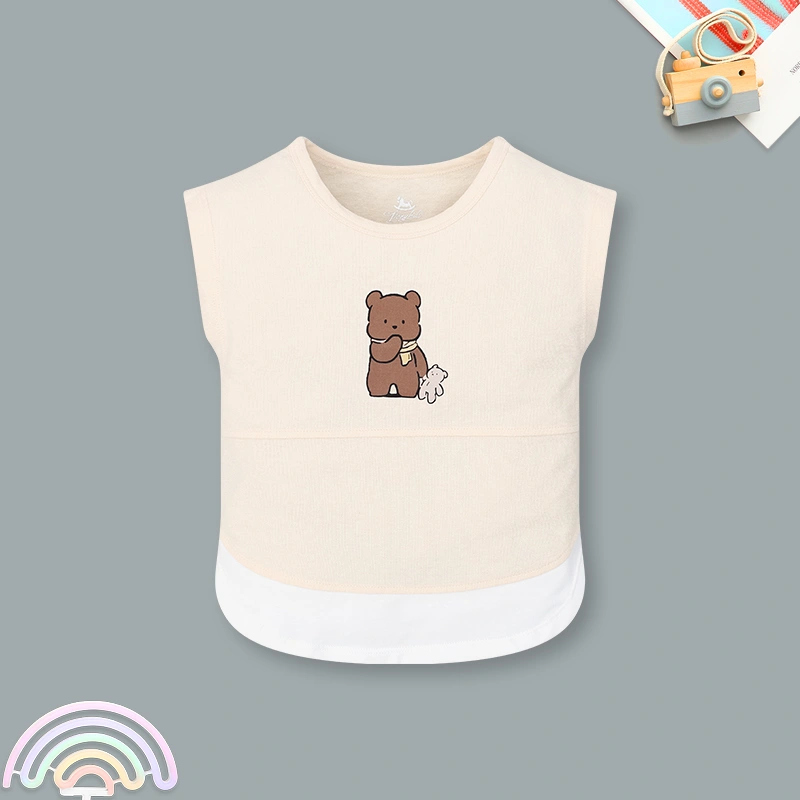 Bộ sát nách bé trai Pony Kids vạt cong in màu be rêu 2