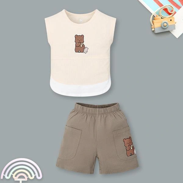 Bộ bé trai Pony Kids cotton be rêu