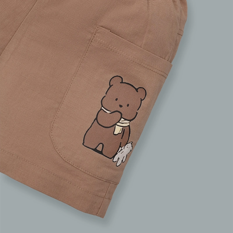 Bộ sát nách bé trai Pony Kids vạt cong in màu be rêu 25