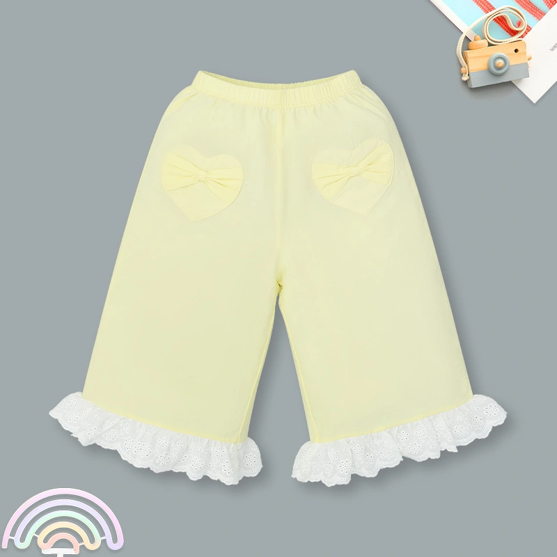 Bộ tay ngắn bé gái Pony Kids quần lỡ túi tim màu vàng 8