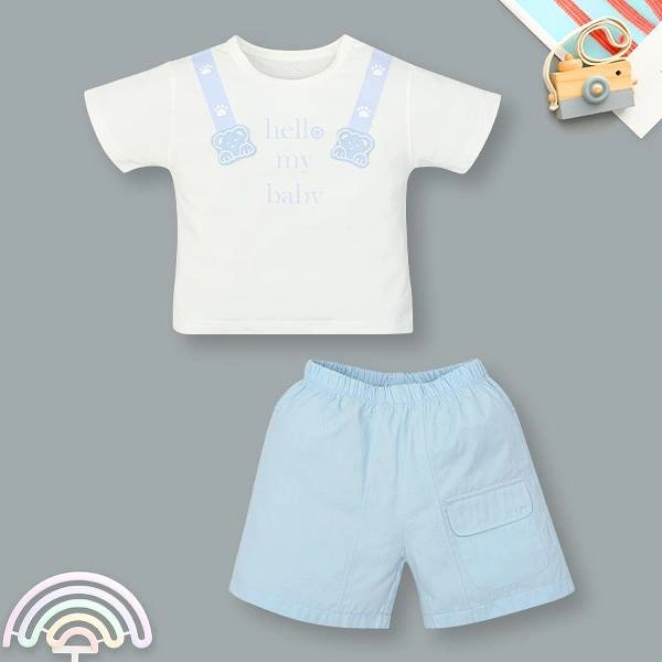 Bộ bé trai Pony Kids cotton xanh