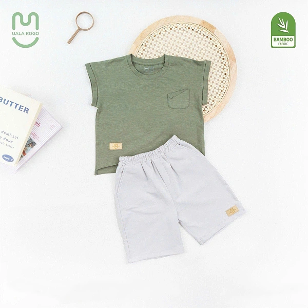 Bộ bé trai Ualarogo bamboo xanh rêu