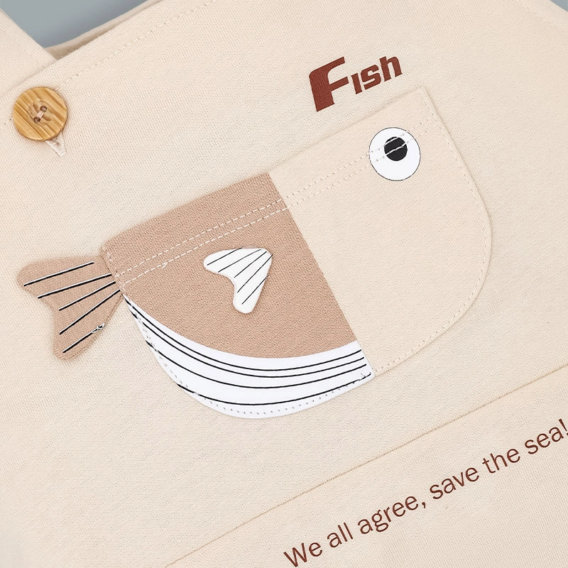 Bodysuit bé trai Pony Kids kèm áo in Fish màu be 6