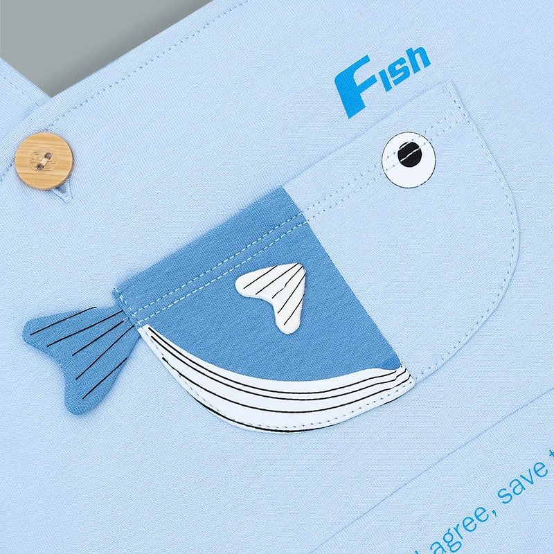 Bodysuit bé trai Pony Kids kèm áo in Fish màu be 21