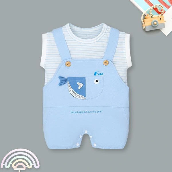 Bodysuit bé trai Pony Kids cotton xanh