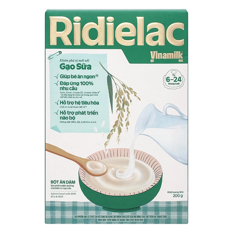 Bột ăn dặm Vinamilk Ridielac Gold gạo, trái cây hộp 200g (6 - 24 tháng) - Giao bao bì ngẫu nhiên 17