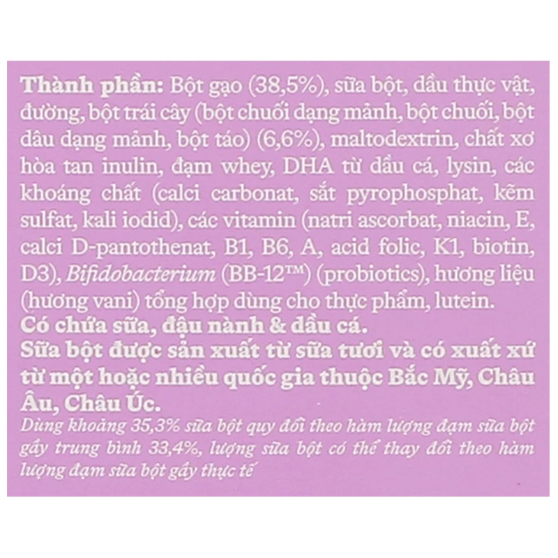 Bột ăn dặm Vinamilk Ridielac Gold gạo, trái cây hộp 200g (6 - 24 tháng) - Giao bao bì ngẫu nhiên 10