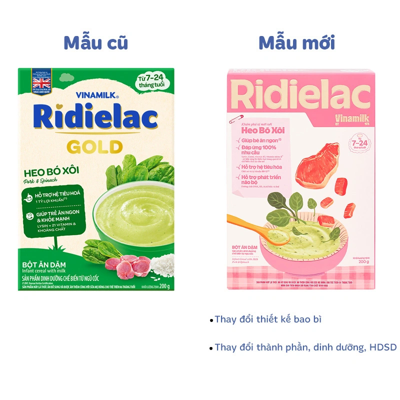 Bột ăn dặm Vinamilk Ridielac Gold cá hồi, bông cải xanh hộp 200g (7 - 24 tháng) 49