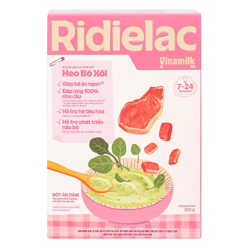 Bột ăn dặm Vinamilk Ridielac Gold cá hồi, bông cải xanh hộp 200g (7 - 24 tháng) 51