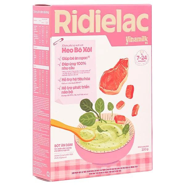 Bột ăn dặm Vinamilk Ridielac Gold heo, rau bó xôi - Giao bao bì ngẫu nhiên