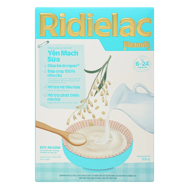 Bột ăn dặm Vinamilk Ridielac Gold gạo, trái cây hộp 200g (6 - 24 tháng) - Giao bao bì ngẫu nhiên 30