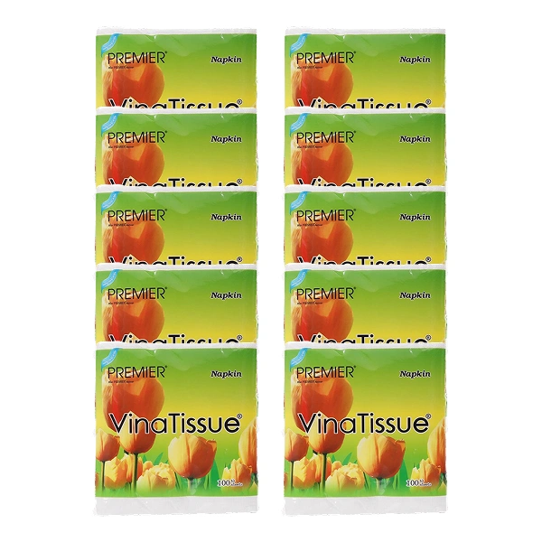 Combo 10 khăn giấy ăn PREMIER VinaTissue không mùi