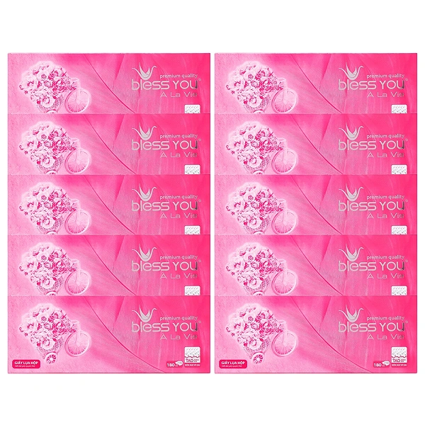 Combo 10 hộp khăn giấy lụa Bless You À La Vie không mùi