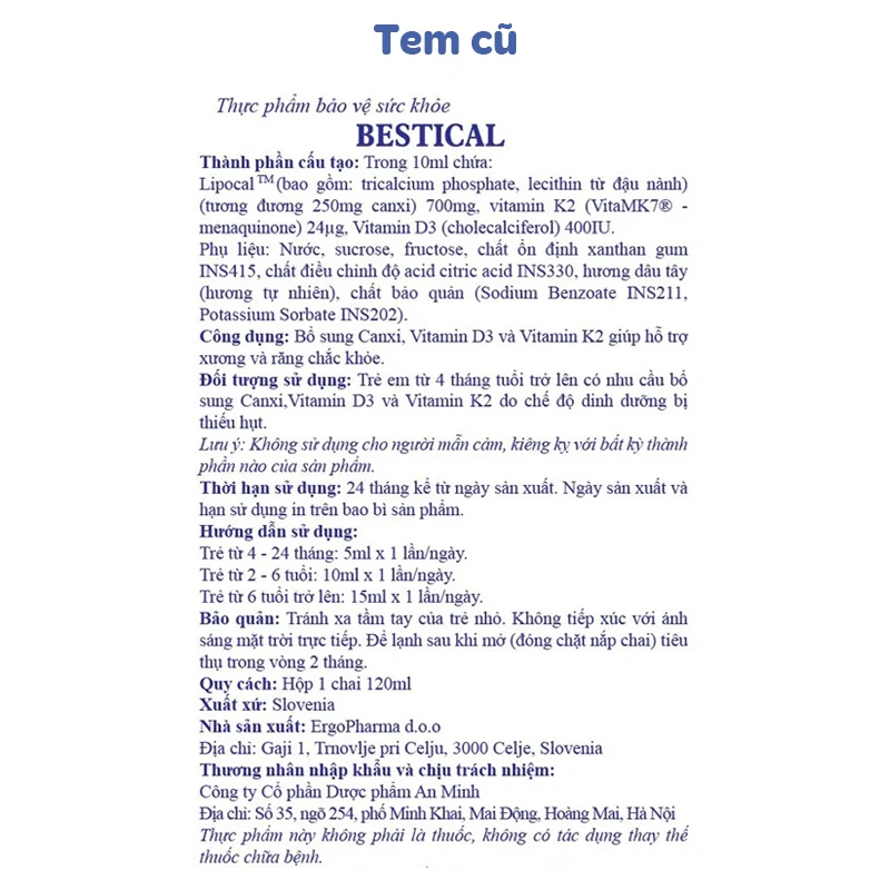 Combo 2 hộp thực phẩm bảo vệ sức khỏe Bestical hỗ trợ xương và răng chắc khỏe hương dâu, 120 ml dạng uống (từ 4 tháng) - Giao bao bì ngẫu nhiên 5