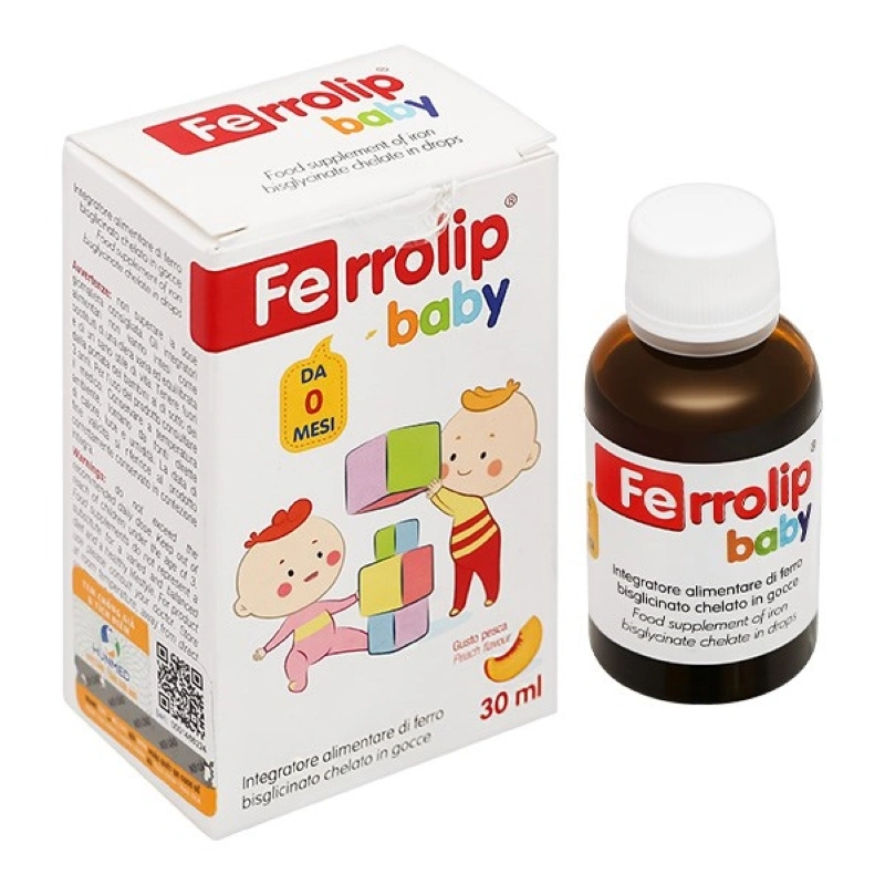 Combo 2 hộp thực phẩm bảo vệ sức khỏe Ferrolip Baby bổ sung sắt, hỗ trợ tạo hồng cầu hương đào, 30 ml dạng nhỏ giọt (từ 0 tháng) 2