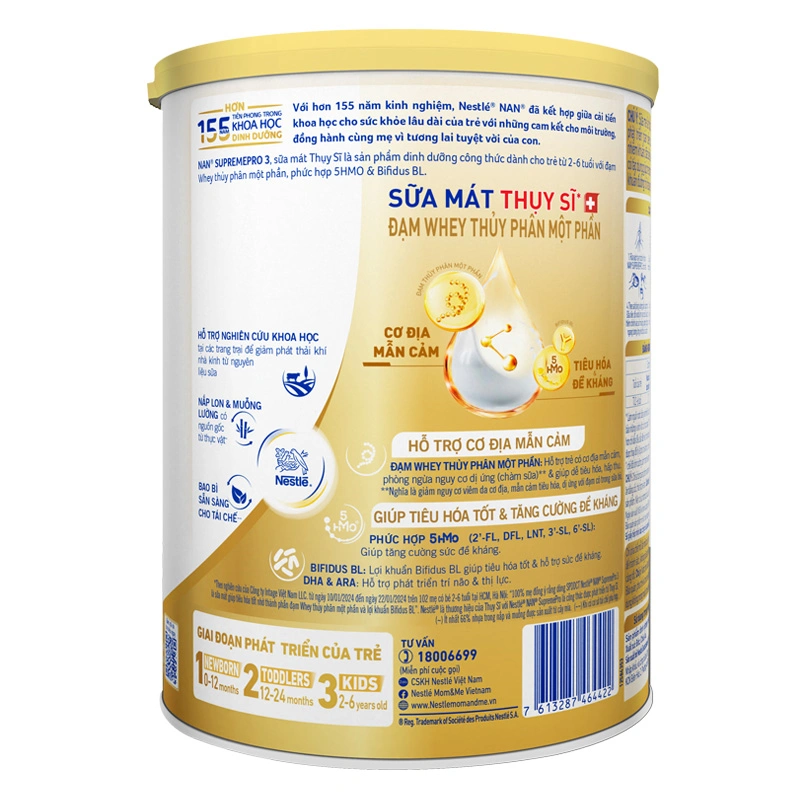 Combo 2 sữa bột NAN Supremepro số 3 800g (2 - 6 tuổi) hỗ trợ trẻ có cơ địa mẫn cảm 3