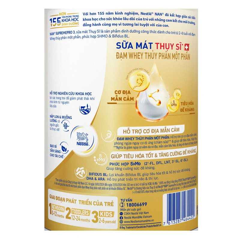 Combo 2 sữa bột NAN Supremepro số 3 800g (2 - 6 tuổi) hỗ trợ trẻ có cơ địa mẫn cảm 7