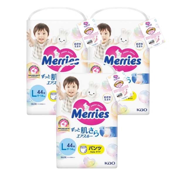 Combo 3 tã quần Merries size L