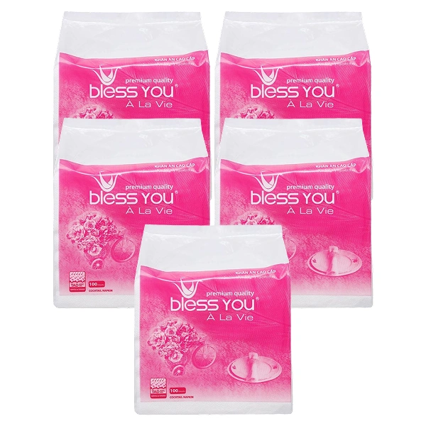 Combo 5 khăn giấy ăn Bless You À La Vie không mùi 23 cm x 23 cm