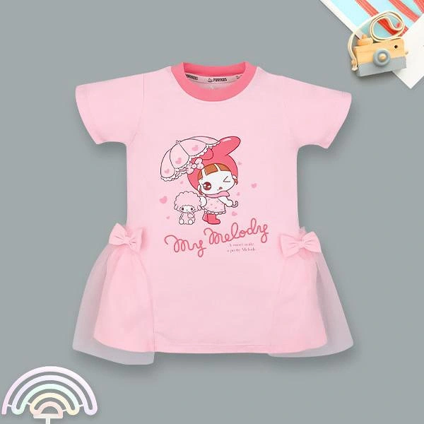 Đầm bé gái Pony Kids cotton hồng