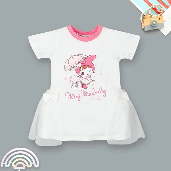 Đầm bé gái Pony Kids cotton trắng