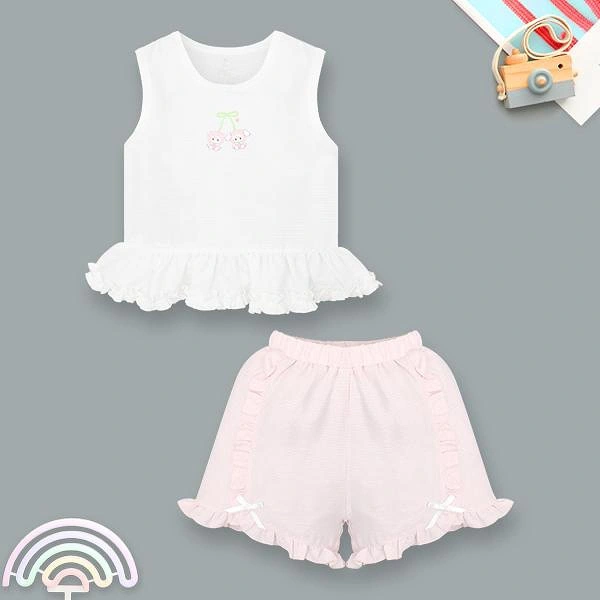 Bộ bé gái Pony Kids cotton trắng