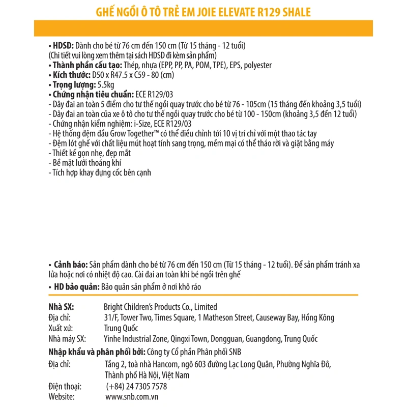 Ghế ngồi ô tô Joie Elevate R129 Shale (15 tháng - 12 tuổi) 6