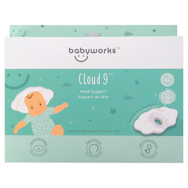 Gối chống méo đầu BABYWORKS 29.5x20.5x3.5 cm - Hình đám mây màu trắng (từ 0 tháng) 6