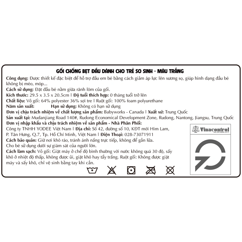 Gối chống méo đầu BABYWORKS 29.5x20.5x3.5 cm - Hình đám mây màu trắng (từ 0 tháng) 7