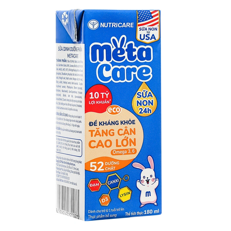Combo 3 thùng 48 hộp sữa non pha sẵn MetaCare Eco 180 ml (từ 1 tuổi) 18