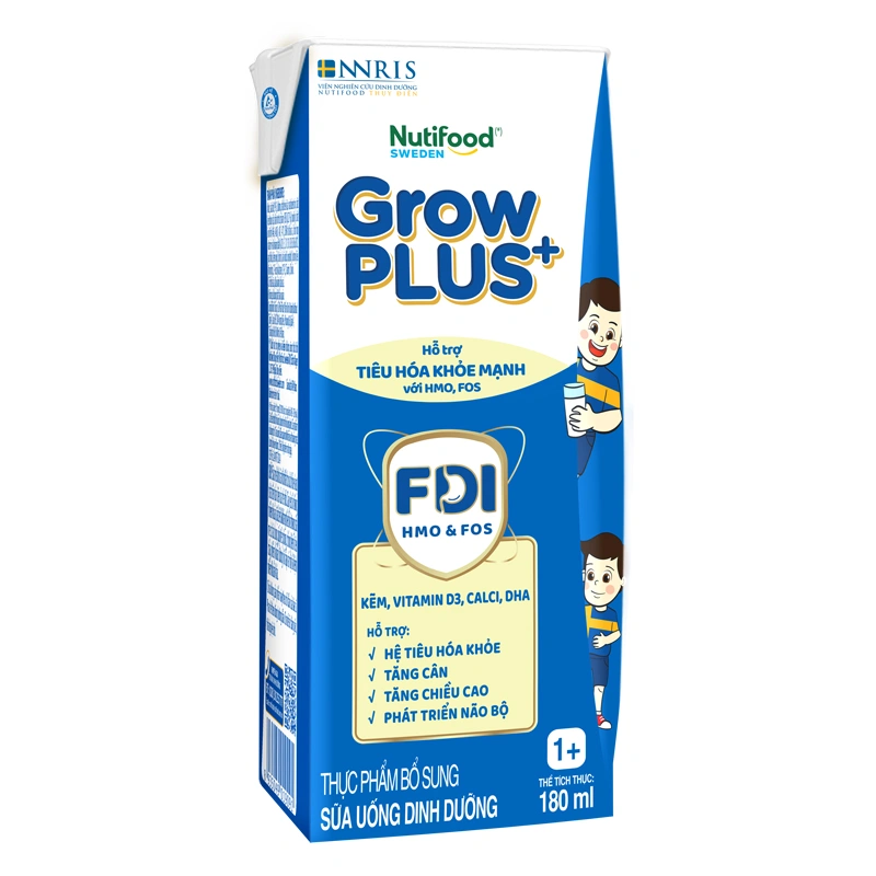 Lốc 4 hộp sữa pha sẵn Nutifood GrowPLUS+ xanh nhạt 1+ hương vani 180 ml hỗ trợ tiêu hóa (từ 1 tuổi) 3