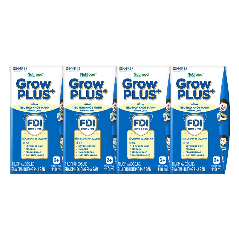 Thùng 48 hộp sữa pha sẵn Nutifood GrowPLUS+ xanh nhạt 2+ hương vani 110 ml hỗ trợ tiêu hóa (từ 2 tuổi) 11