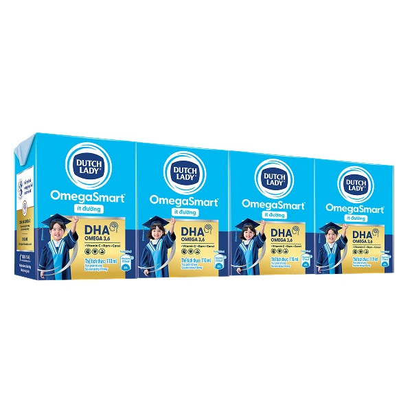 Lốc 4 hộp sữa tươi Dutch Lady OmegaSmart ít đường