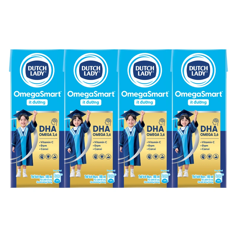 Thùng 48 hộp sữa tươi Dutch Lady OmegaSmart ít đường 180 ml (từ 1 tuổi) 9