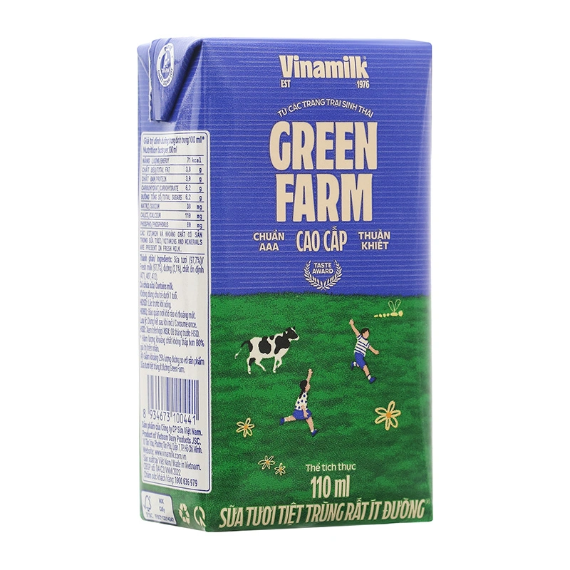 Lốc 4 hộp sữa tươi tiệt trùng Vinamilk Green Farm rất ít đường 110 ml (từ 1 tuổi) 5