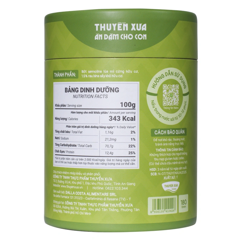 Mì Ý ăn dặm rau chân vịt Thuyền Xưa 180g (từ 1 tuổi) 2
