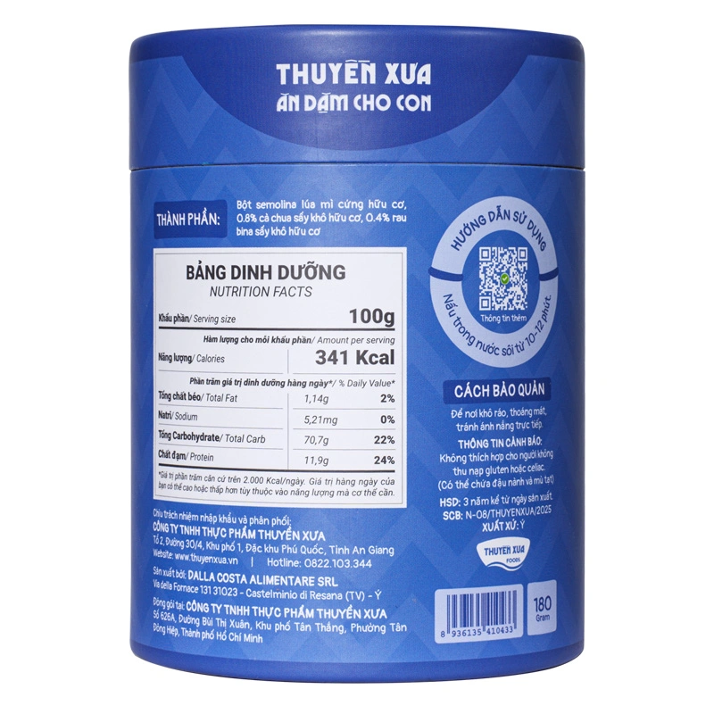 Mì Ý ăn dặm rau chân vịt Thuyền Xưa 180g (từ 1 tuổi) 4