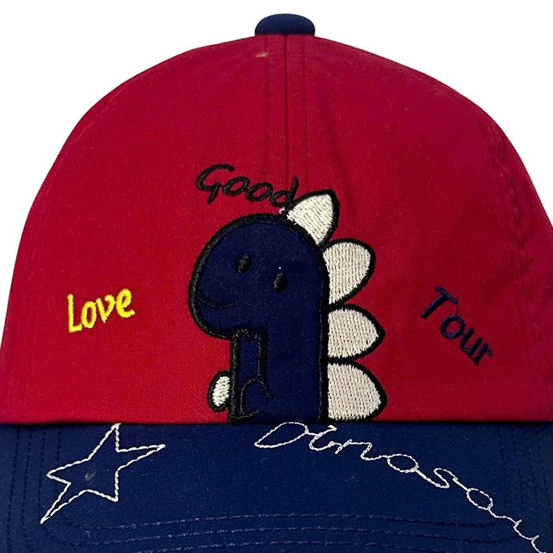 Nón kết cho bé Duy Ngọc 4046 thêu khủng long màu đỏ 5