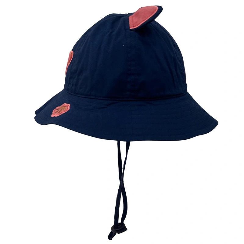 Nón vành cho bé trai Duy Ngọc 3285 thêu gấu 2 tai màu đỏ 8