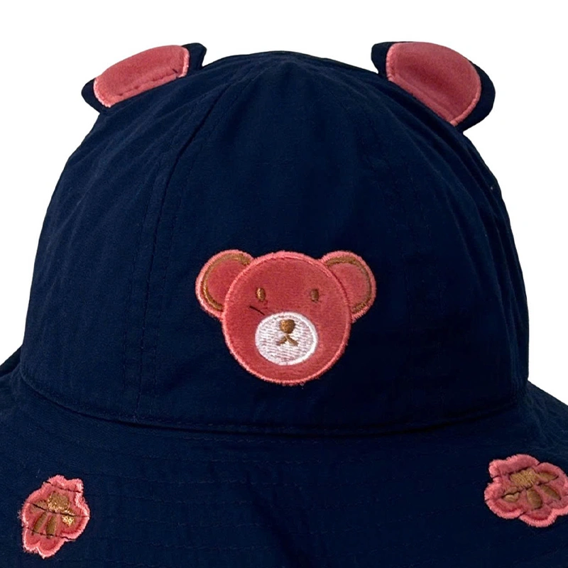 Nón vành cho bé trai Duy Ngọc 3285 thêu gấu 2 tai màu đỏ 11