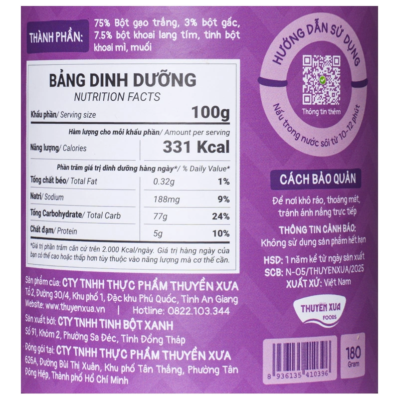 Nui ăn dặm gạo lứt Thuyền Xưa 180g (từ 1 tuổi) 5